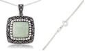Macy's  Jade (11 x 11mm) & Marcasite Square Pendant on 18" Chain in Sterling Silver